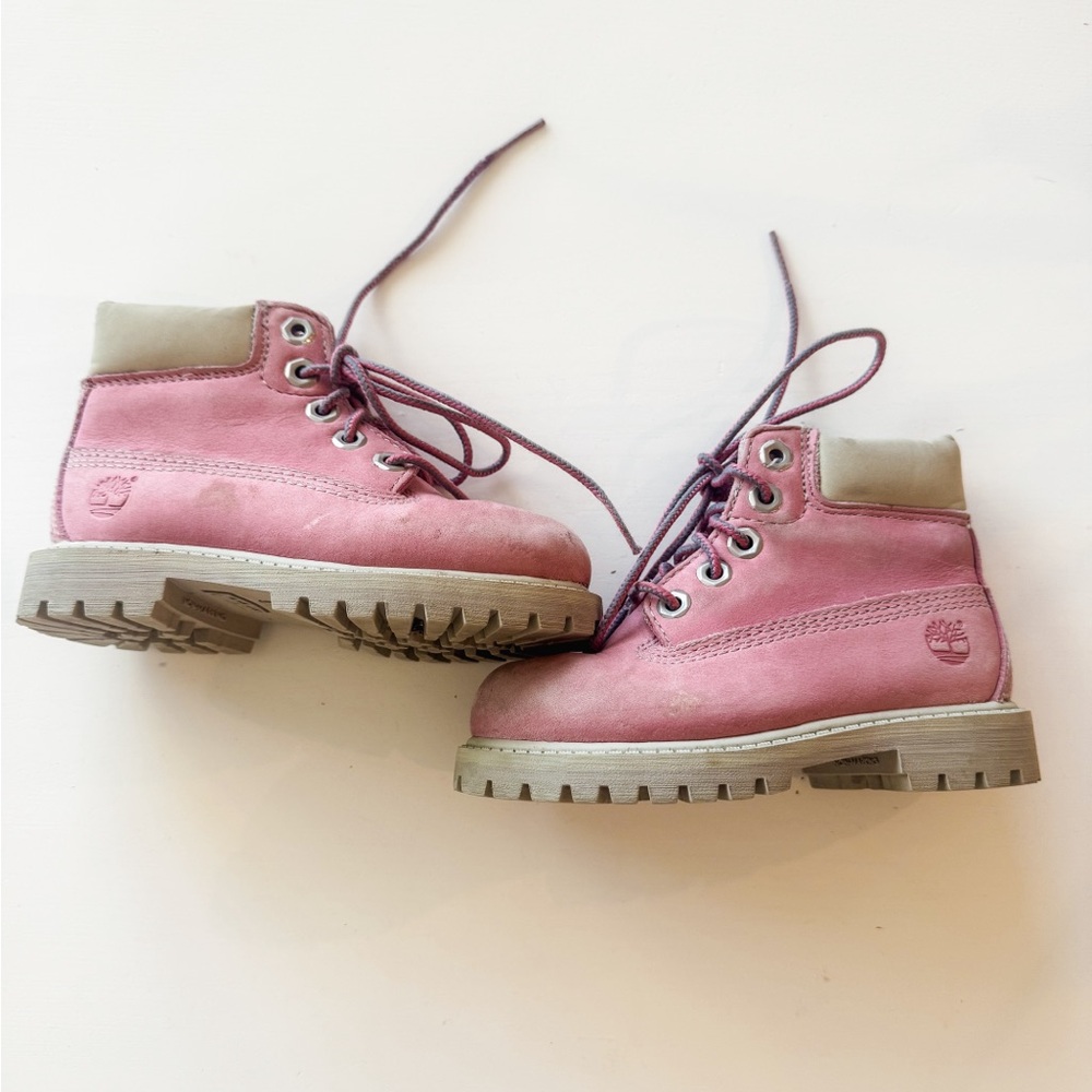 Timberland kids Pink and Beige Combat Boots